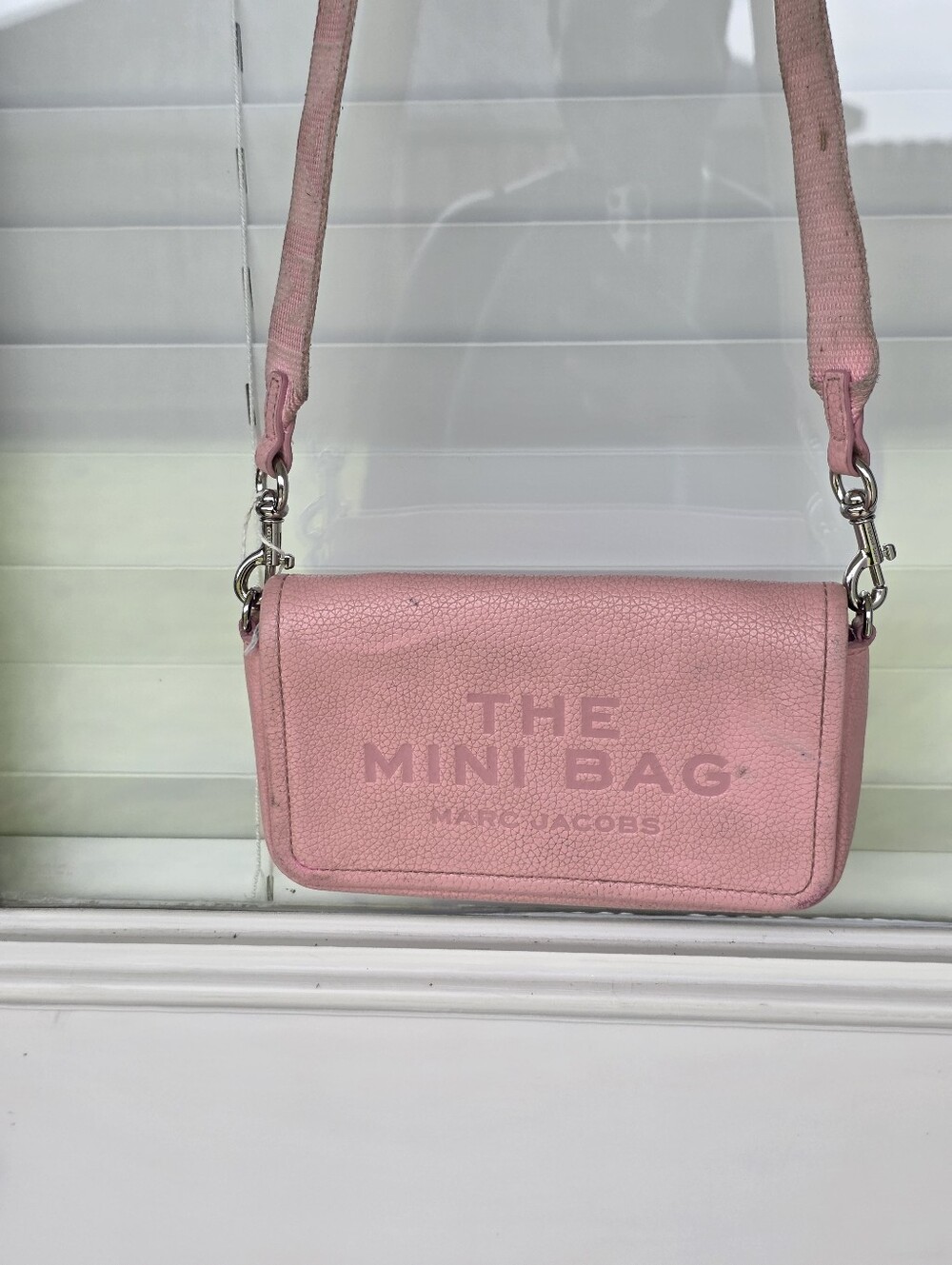 Marc Jacobs The Mini Bag Pink Pebbled Leather Crossbody Shoulder Bag Adjustable - Picture 3 of 16